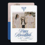 Elegante Kalligraphie, einfaches Hanukkah Foto H Feiertagskarte<br><div class="desc">Elegante Kalligraphie einfache Hanukkah Familie Foto Holiday Card</div>