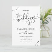 Elegante Kalligraphie Einladung zur Hochzeit (Stehend Vorderseite)