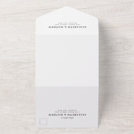 Elegante Kalligraphie Elfenbeinweißes Monogramm Ho All In One Einladung (Außenbereich)