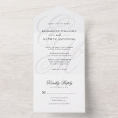 Elegante Kalligraphie Elfenbeinweißes Monogramm Ho All In One Einladung (Innen Boden)