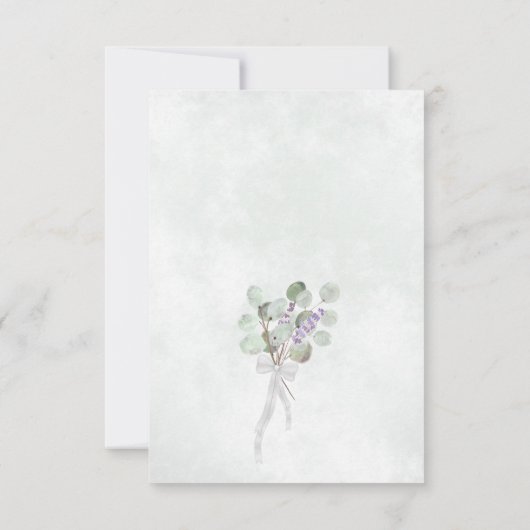Elegante Kalligraphie Eukalyptus & Lavender Weddin Save The Date (Rückseite)