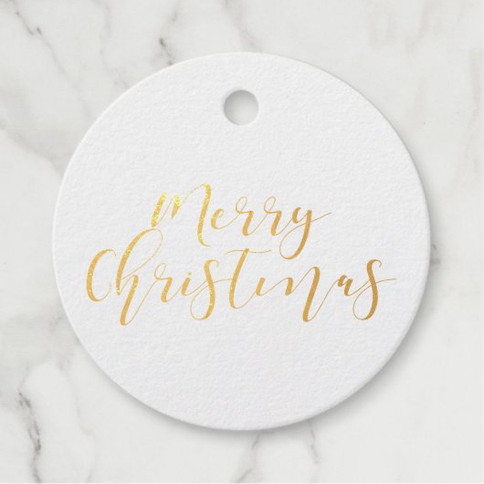 Elegante Kalligraphie Frohe Weihnachten reale Gold Geschenkanhänger (Vorderseite)