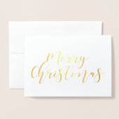 Elegante Kalligraphie Frohe Weihnachtsgold Foto Folienkarte (Vorderseite mit Umschlag)