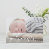 Elegante Kalligraphie Godelternkarte Einladung (Stehend Vorderseite)