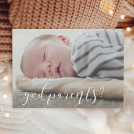 Elegante Kalligraphie Godelternkarte Einladung