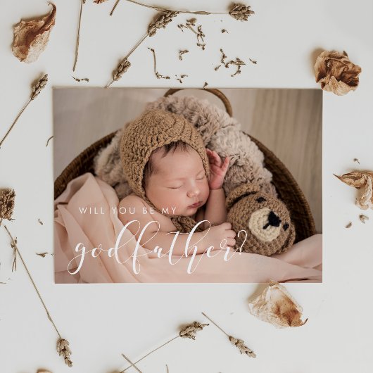 Elegante Kalligraphie Godvaterkarte Einladung