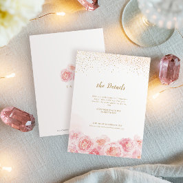 Elegante Kalligraphie, Gold und Blütenhochzeit Begleitkarte