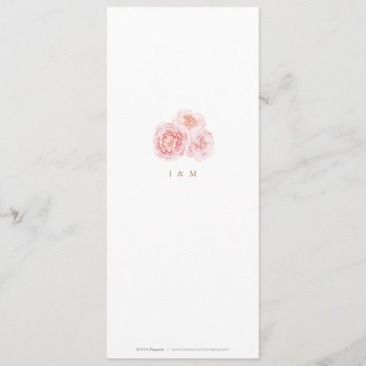 Elegante Kalligraphie, Gold und Blütenhochzeit Menükarte (Rückseite)