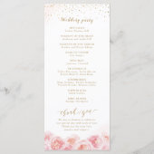 Elegante Kalligraphie, Gold und Blütenhochzeit Programm (Rückseite)