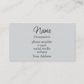 Elegante Kalligraphie, grau, moderne Libelle Visitenkarte (Rückseite)