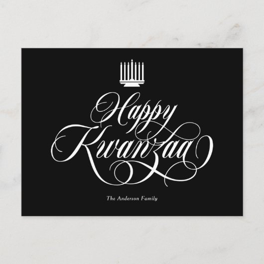 Elegante Kalligraphie Happy Kwanzaa Postkarte (Vorderseite)