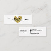 Elegante Kalligraphie Hello Heart Gold Glitzer Mini Visitenkarte (Vorne/Hinten)