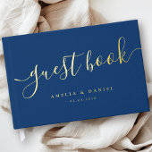 Elegante Kalligraphie Hochzeit echter Folie dunkel Gästebuch