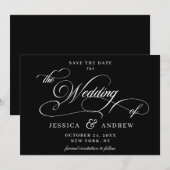 Elegante Kalligraphie Hochzeit einfach Save the Da Date (Vorne/Hinten)