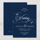 Elegante Kalligraphie Hochzeit einfach Save the Da Date (Vorne/Hinten)