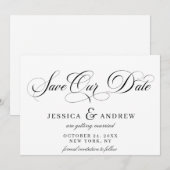 Elegante Kalligraphie Hochzeit einfach Save the Da Date (Vorne/Hinten)