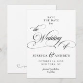 Elegante Kalligraphie Hochzeit einfach Save the Da Date (Vorne/Hinten)