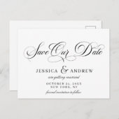 Elegante Kalligraphie Hochzeit einfach Save the Da Postkarte (Vorne/Hinten)