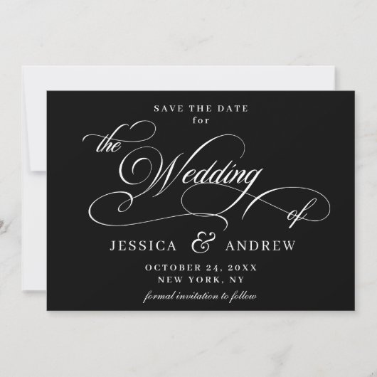 Elegante Kalligraphie Hochzeit einfach Save the Da Save The Date (Vorderseite)