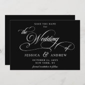Elegante Kalligraphie Hochzeit einfach Save the Da Save The Date (Vorne/Hinten)