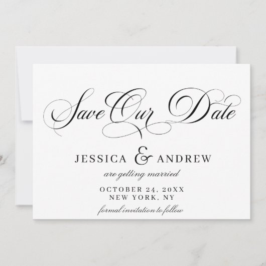 Elegante Kalligraphie Hochzeit einfach Save the Da Save The Date (Vorderseite)