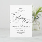 Elegante Kalligraphie Hochzeit einfach Save the Da Save The Date (Stehend Vorderseite)