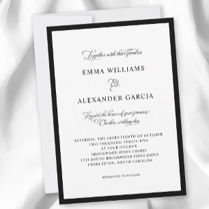 Elegante Kalligraphie Hochzeit formale schwarze Gr Einladung