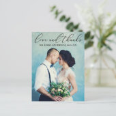 Elegante Kalligraphie Hochzeit Liebe Dank Foto Postkarte (Stehend Vorderseite)