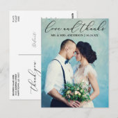 Elegante Kalligraphie Hochzeit Liebe Dank Foto Postkarte (Vorne/Hinten)