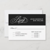 Elegante Kalligraphie Hochzeit RSVP mit Entrees (Vorderseite)