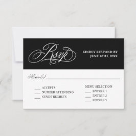 Elegante Kalligraphie Hochzeit RSVP mit Entrees Karte