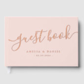 Elegante Kalligraphie Hochzeitlicht Rosa Gästebuch (Vorderseite)