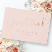 Elegante Kalligraphie Hochzeitlicht Rosa Gästebuch