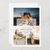 Elegante Kalligraphie-Imitate Vellum-Effekt 3 Foto Save The Date (Vorne/Hinten)