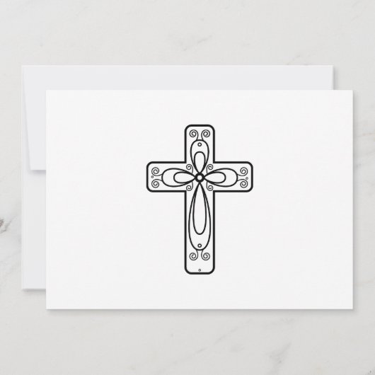 Elegante Kalligraphie Kreuz- und Taubentaufe Einladung (Rückseite)