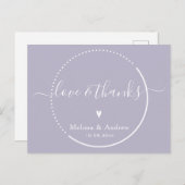 Elegante Kalligraphie - Lavender Wedding Vielen Da Postkarte (Vorne/Hinten)