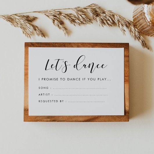 Elegante Kalligraphie Let's dance song request Begleitkarte
