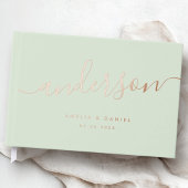 Elegante Kalligraphie Licht Salbei Grün Hochzeit r Gästebuch