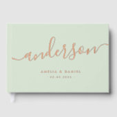 Elegante Kalligraphie Licht Salbei Grün Hochzeit r Gästebuch (Vorderseite)