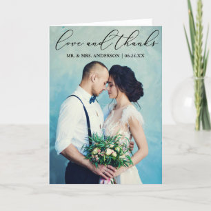 Elegante Kalligraphie Liebe dank Foto Falten Dankeskarte