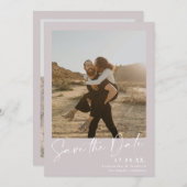 Elegante Kalligraphie lilac 2 Fotos Save the Date (Vorne/Hinten)