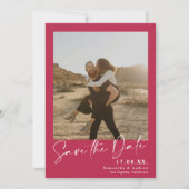 Elegante Kalligraphie magenta 2 Fotos Save the Dat Save The Date (Vorderseite)