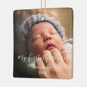 Elegante Kalligraphie Mein erstes Weihnachtsbaby-F Keramikornament (Links)