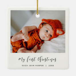 Elegante Kalligraphie Mein erstes Weihnachtsbaby-F Keramikornament