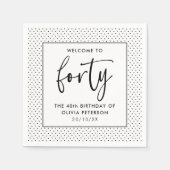 Elegante Kalligraphie Minimalistisch 40. Geburtsta Serviette (Vorderseite)