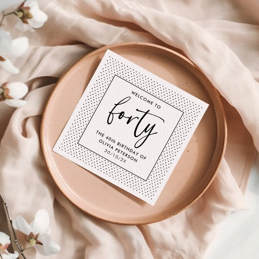 Elegante Kalligraphie Minimalistisch 40. Geburtsta Serviette