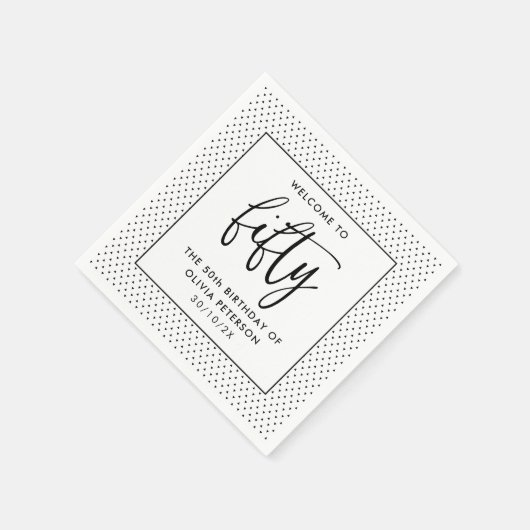 Elegante Kalligraphie Minimalistisch 50. Geburtsta Serviette (Ecke)