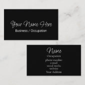 Elegante Kalligraphie modern Schwarz-weiß Visitenkarte (Vorne/Hinten)