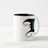 Elegante Kalligraphie Monogram Letter D-Tasse Zweifarbige Tasse (VorderseiteRechts)
