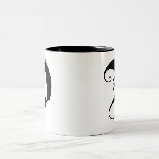 Elegante Kalligraphie Monogram Letter D-Tasse Zweifarbige Tasse (Mittel)